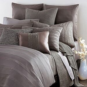 NWT DONNA KARAN ESSENTIALS Silk Pewter Colored King Duvet and 2 King Shams